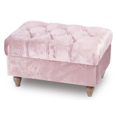 POUF RETTANGOLARE GLAM IN VELLUTO ROSA